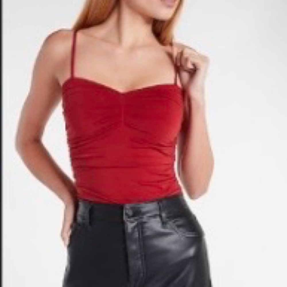 NWT Express Body Contour Double Layered Ruched Thong Bodysuit